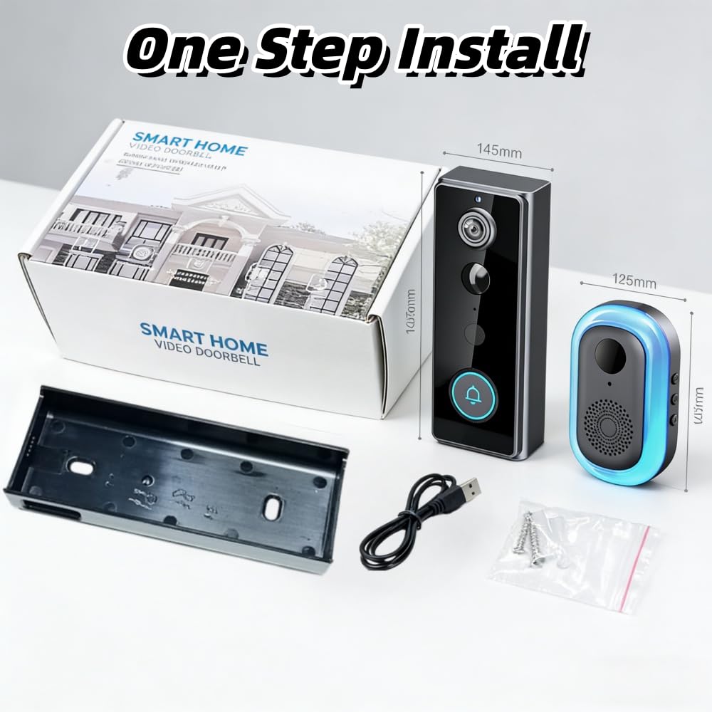 KinZon Sonnette Vidéo Extérieure avec Carillon sans Fil 2K, Caméra Grand Angle, Batterie Autonomie 3 à 5 Mois, Détection IA + PIR, Vision Nocturne, Audio Bidirectionnel, IP65 Étanche, Wi-FI 2,4 GHz