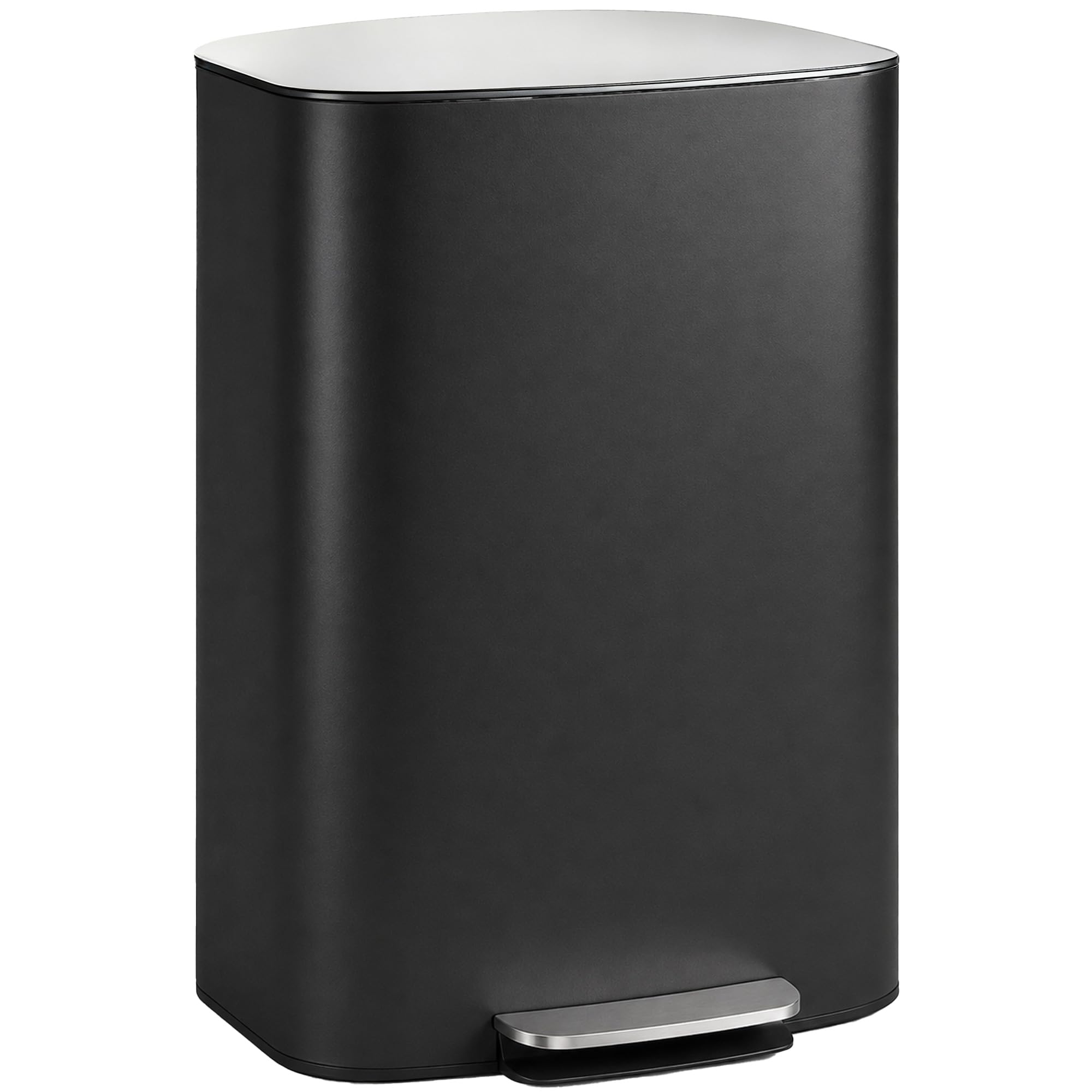HOMCOM Poubelle Cuisine 50L à Pédale Seau Intérieur Amovible Poignées Noir