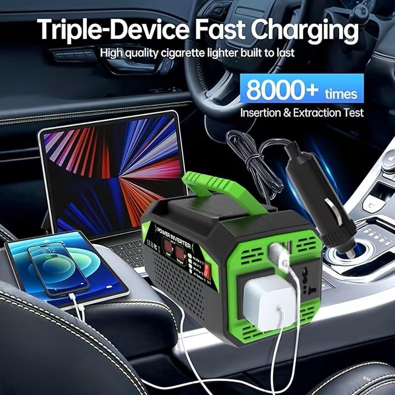 1200W Car Power Inverter, 12V DC to 110V AC Converter with LCD Display, 2 AC Outlets, Dual USB and Type-C Ports, Portable Charger for Car Truck RV Camping Travel (1200.0, Watts)