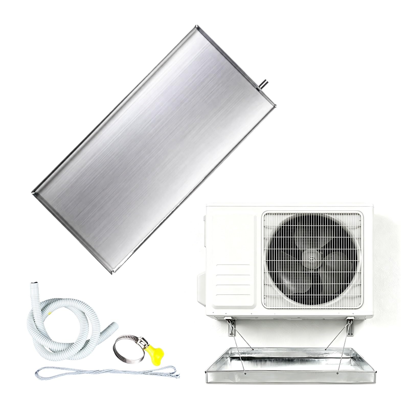 HBOOMOEM Stainless Steel Drip Tray for Air Conditioners, Gutter Drain Pan for Air Conditioner, Suitable for Window Air Conditioners; Includes a Drainage Kit.(3P 92 * 42cm/36.2 * 16.5in)