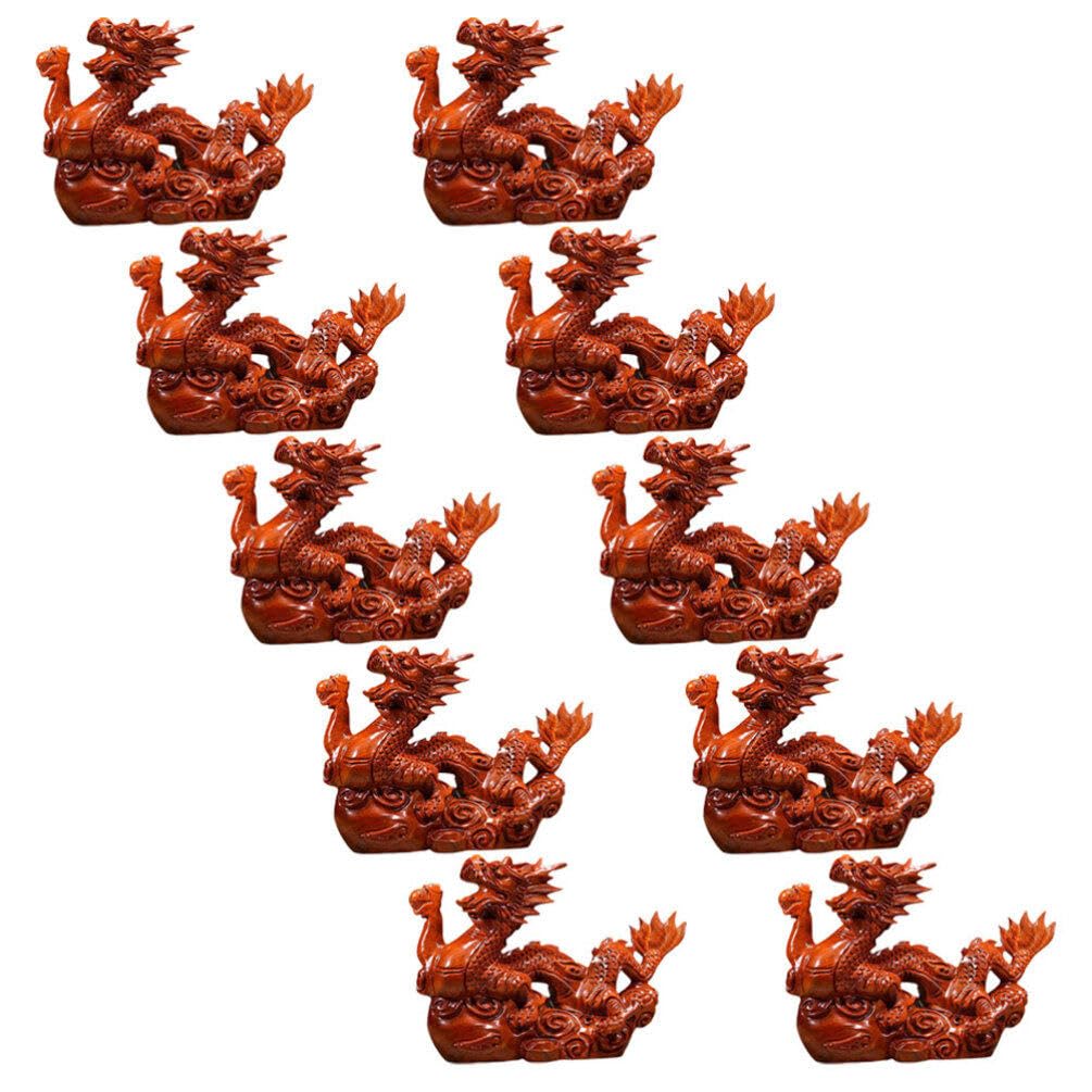 Statue dragon bois marron décoration pratique unique bureau et maison