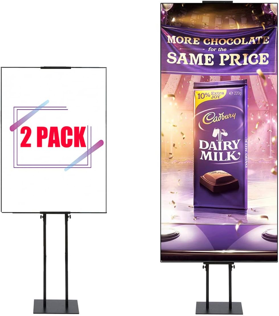 HUAZI Poster Stand for Display Pedestal Sign Stand Double-SidedHeavy Duty Floor Sign Holder with Base Adjustable Height Up to 75inches for Board & Foam,2Pack