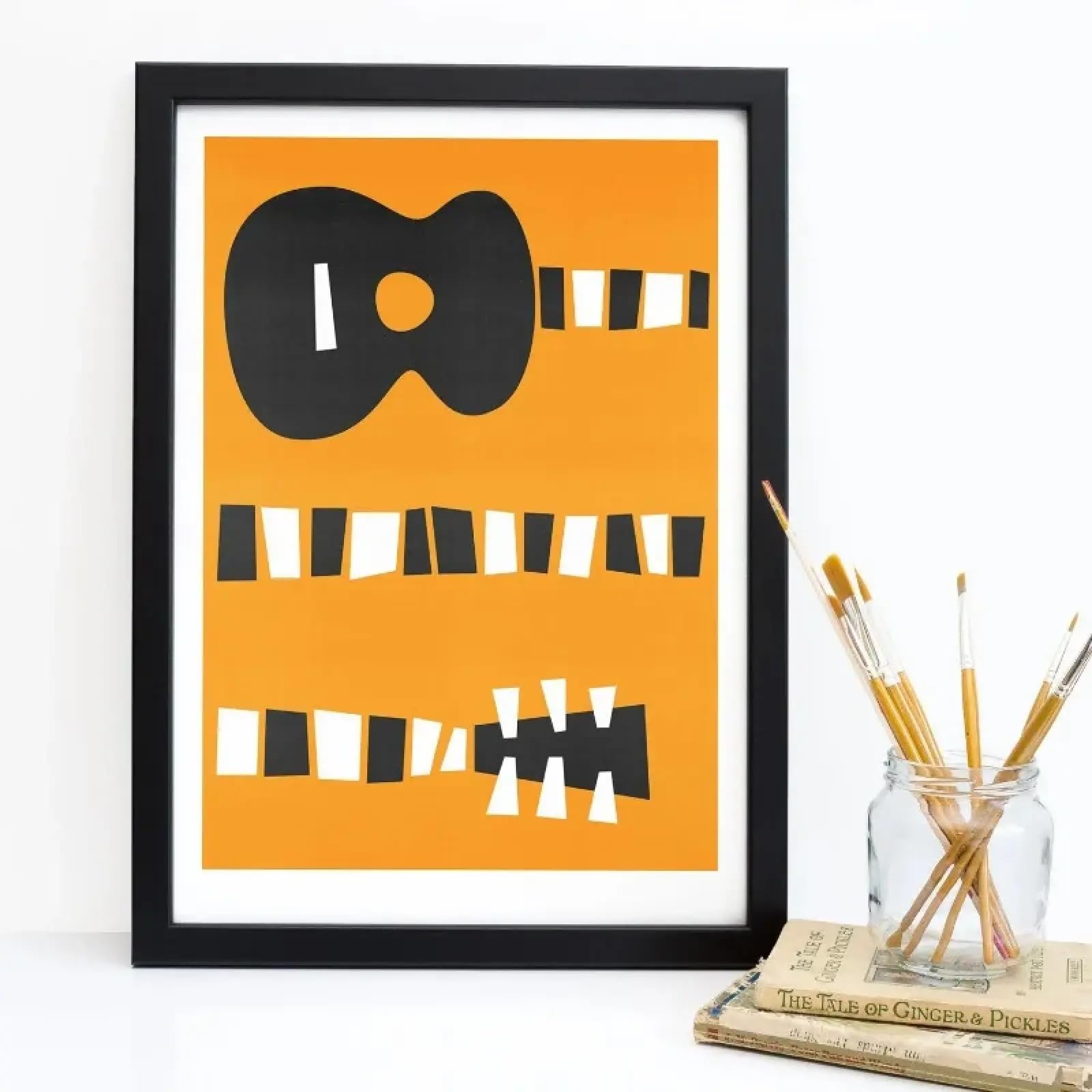 Poster su tela con strumento retrò di musica jazz, stile minimalista di metà secolo, decorazione da parete per chitarra, pianoforte e batteria, per amanti della musica, 80x120 cm, senza cornice.