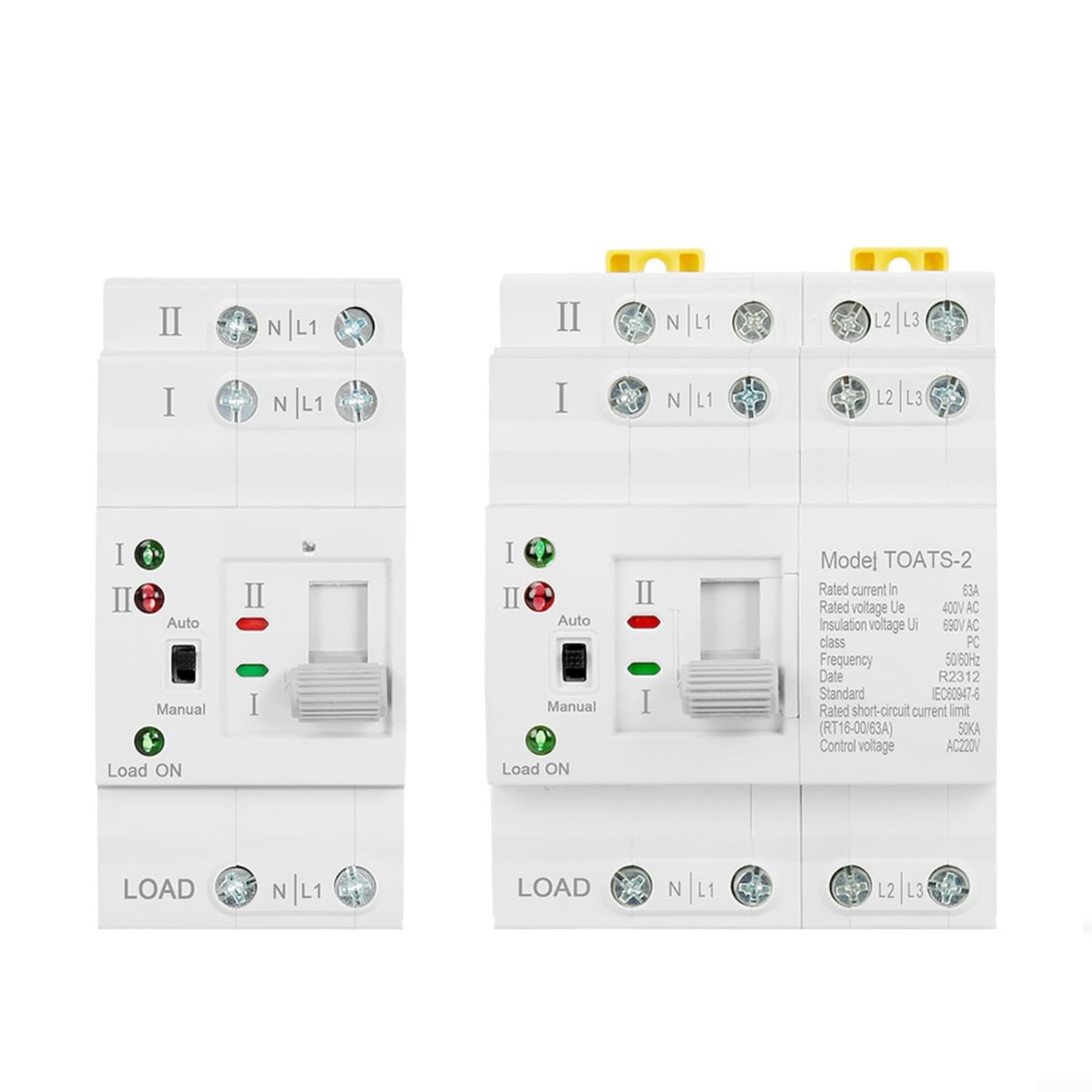 Interruttore di trasferimento automatico a doppia alimentazione, 2P/4P, 6A-63A, CA 220V, IP30, per uso domestico e commerciale (4P 63A 220V)