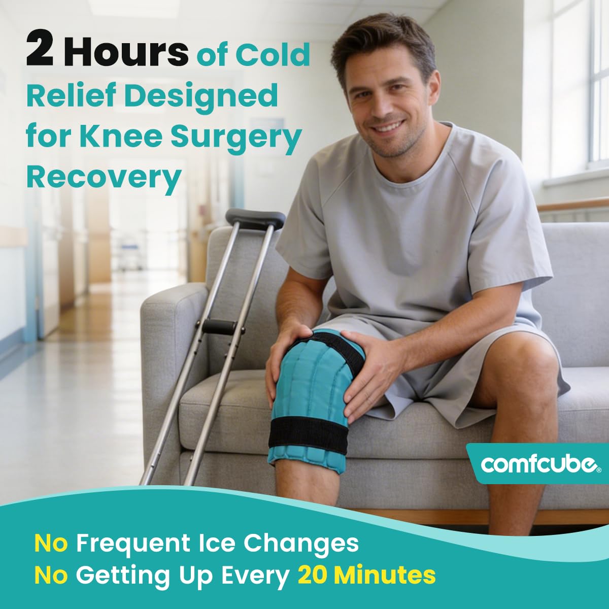 Bolsa de hielo para rodilla, terapia de frío de larga duración de 2 horas | Bolsa de hielo para cirugía de reemplazo de rodilla, paquetes de hielo flexibles para lesiones, hinchazón, ACL