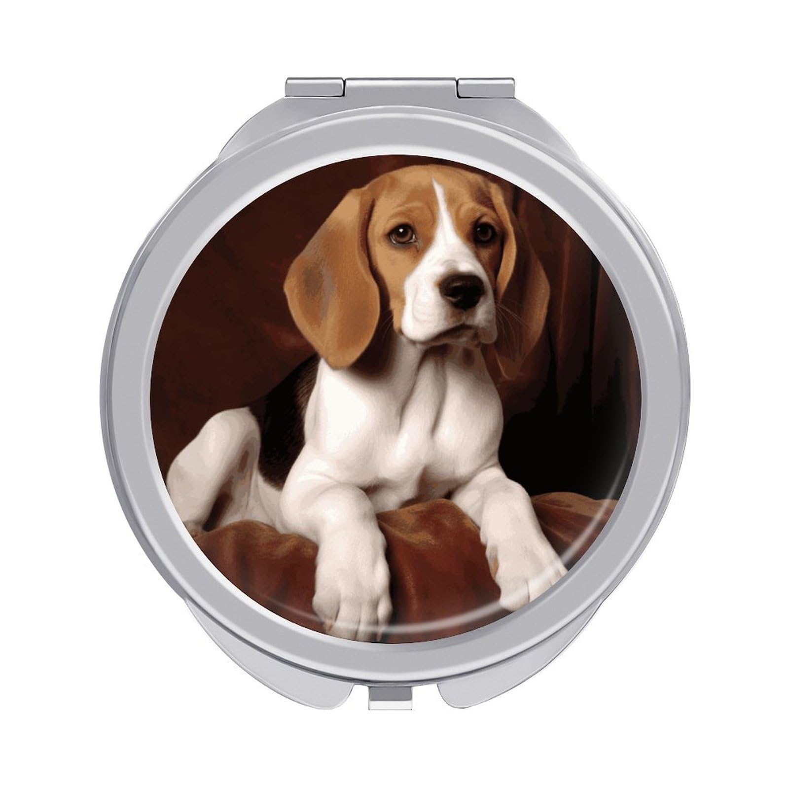 JTREHY Ovely Pet Dog Beagle Makeup Mirror Silver Mirror Surface Folding Makeups Mirrors Lightweight Durable Looking Glass for Suitable Traveling Handbag and Purses