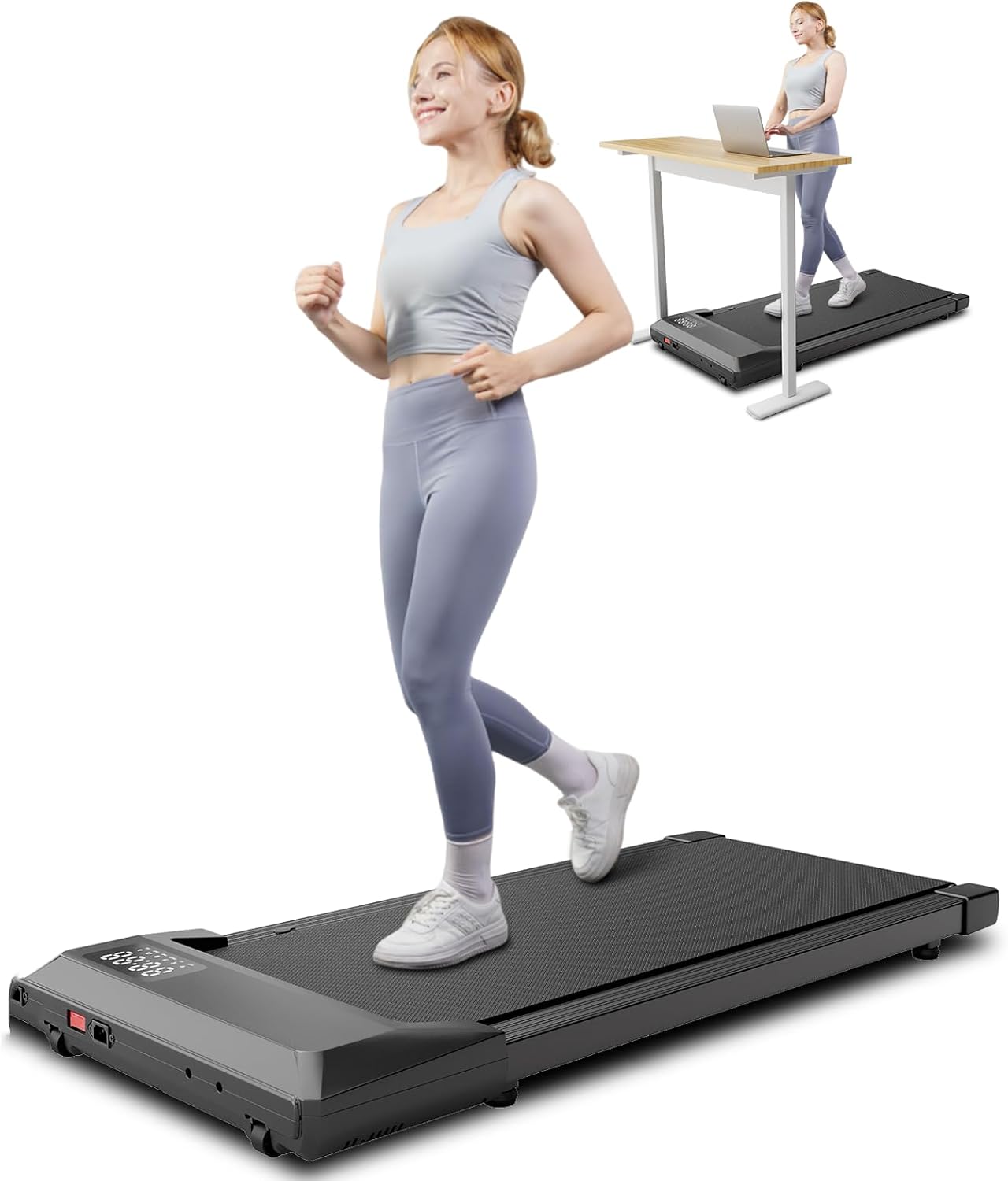 Superun Walking Pad for Home Office, 3 in 1 Under Desk Treadmill with Double Shock Absorption, Walking Treadmill Pad with Smart APP & Remote Control, 2.5HP 300lbs