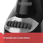 Black+Decker Countertop Blender with 5-Cup Glass Jar, 10-Speed Settings, Black, BL2010BG