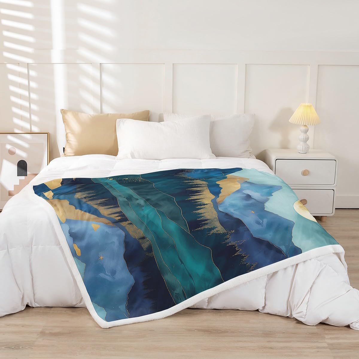 Golden Mountain Fleece Blanket Pineforest Bed Blanket 90