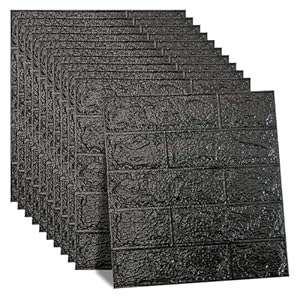 Hyesrtey CZ-XQT 10 Stück 3D-Ziegelpaneele Schwarz