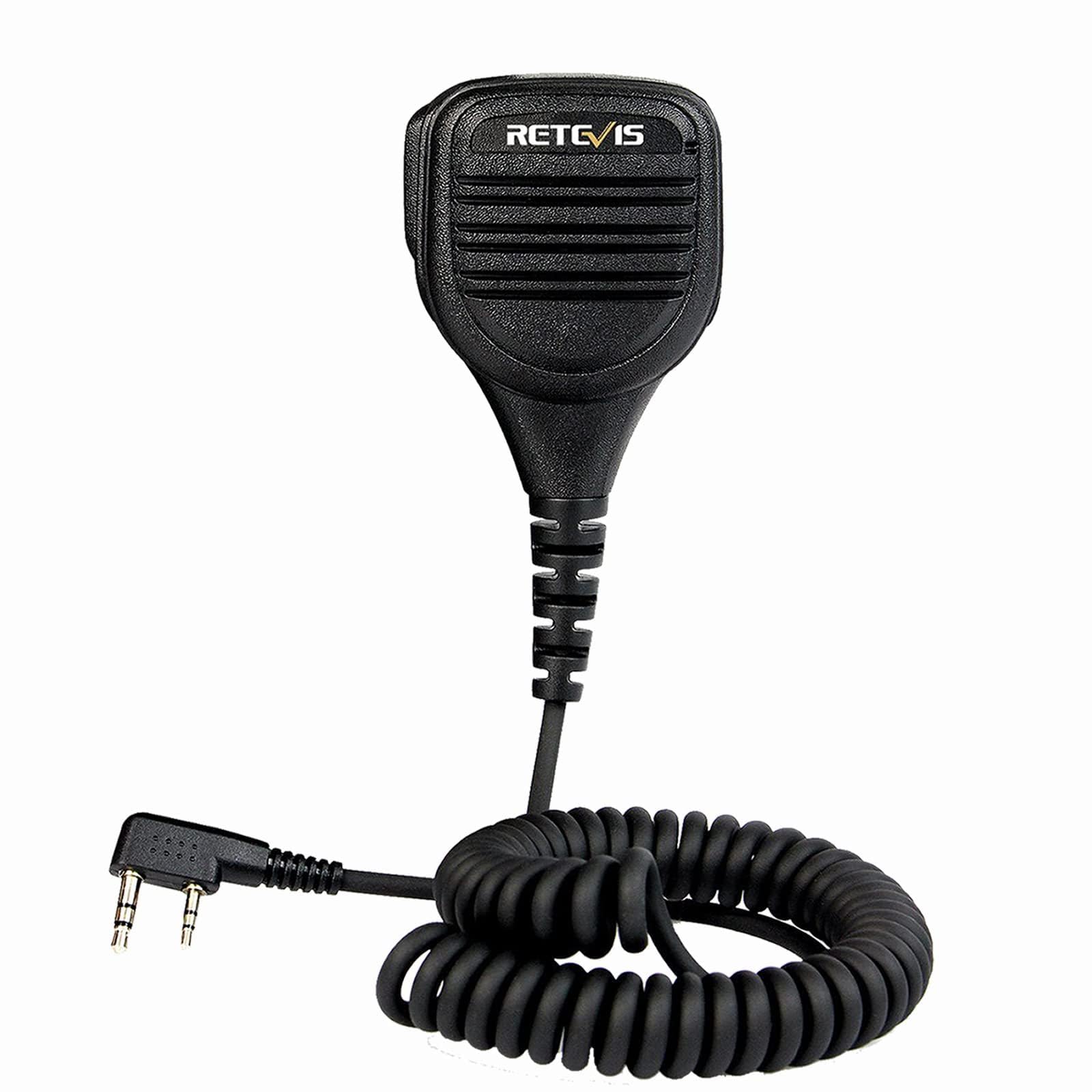 Retevis Microfono per Altoparlante a Distanza, Microfono a Spalla a 2 Pin, Compatibile con Walkie Talkies RT24 RT27 RT28 RT618 Baofeng UV-5R BF-888S Kenwood, Microfono per Altoparlante Radio (2 Pz)