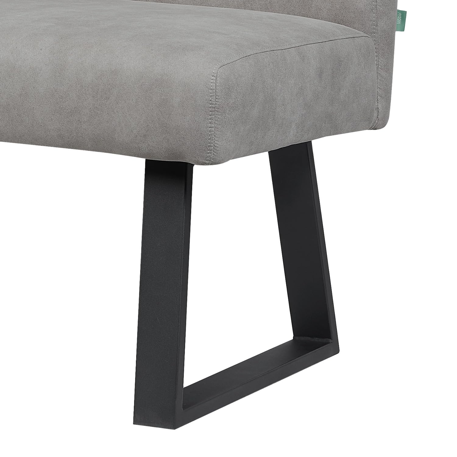 DUBI Möbel Sitzbank Joyce 160 cm mit Federkernpolsterung – Moderne Esszimmerbank Grau – Gepolsterte Küchenbank mit 15 cm Polsterung & Metallbeinen Schwarz