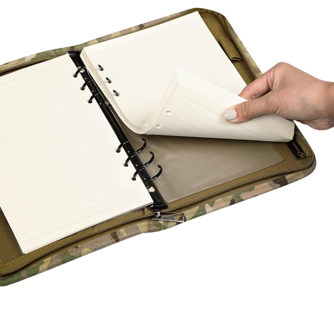 ACEXIER Classeur à anneaux pour extérieur avec 80 feuilles de papier ligné A5 - Carnet militaire résistant aux intempéries - Carnet tactique