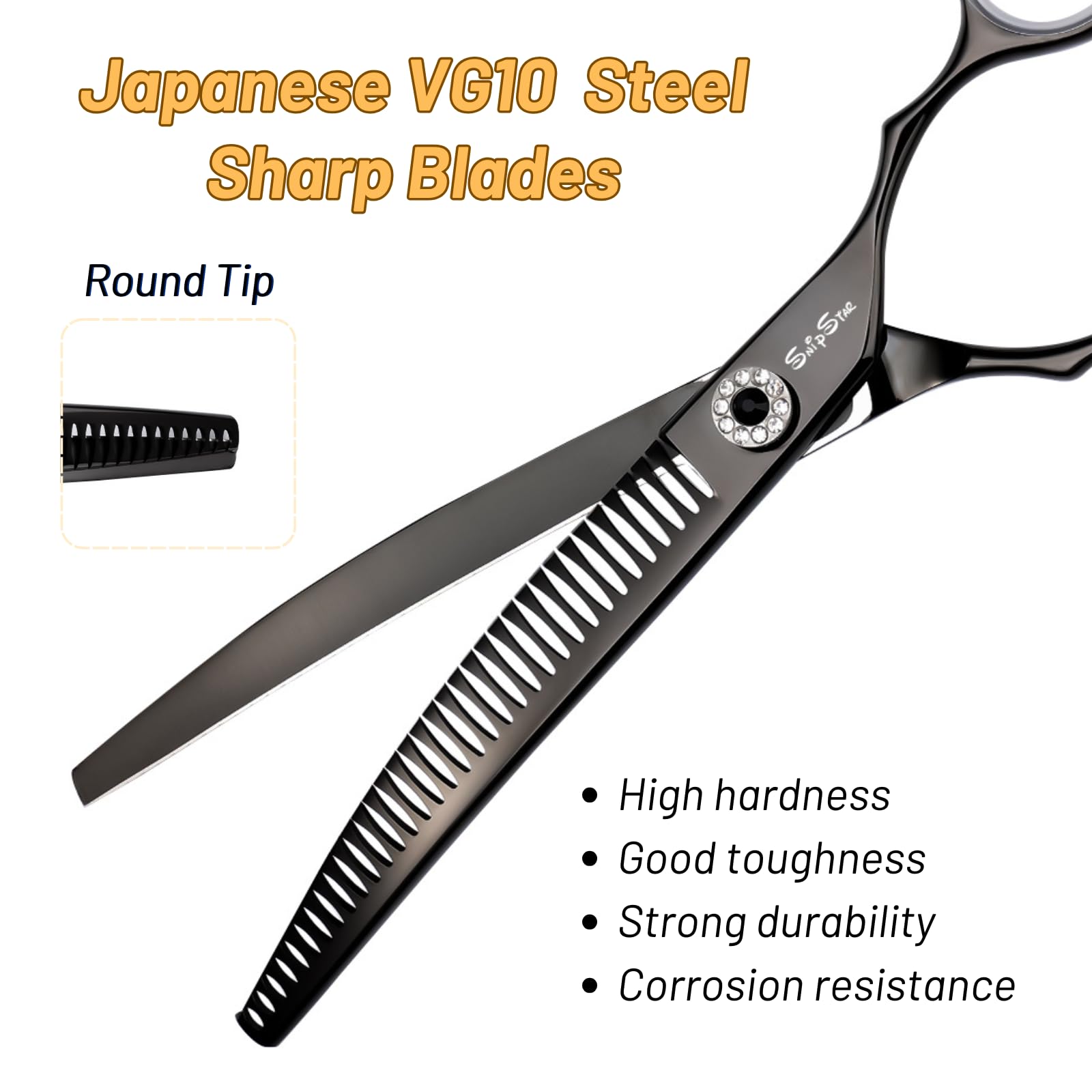 7.5 Zoll Professionelle Haustier gebogene Chunker Schere 25 Grad Biege Schwarz High-End Groomers Schere 35 Zähne, Verdünnungsrate 65%