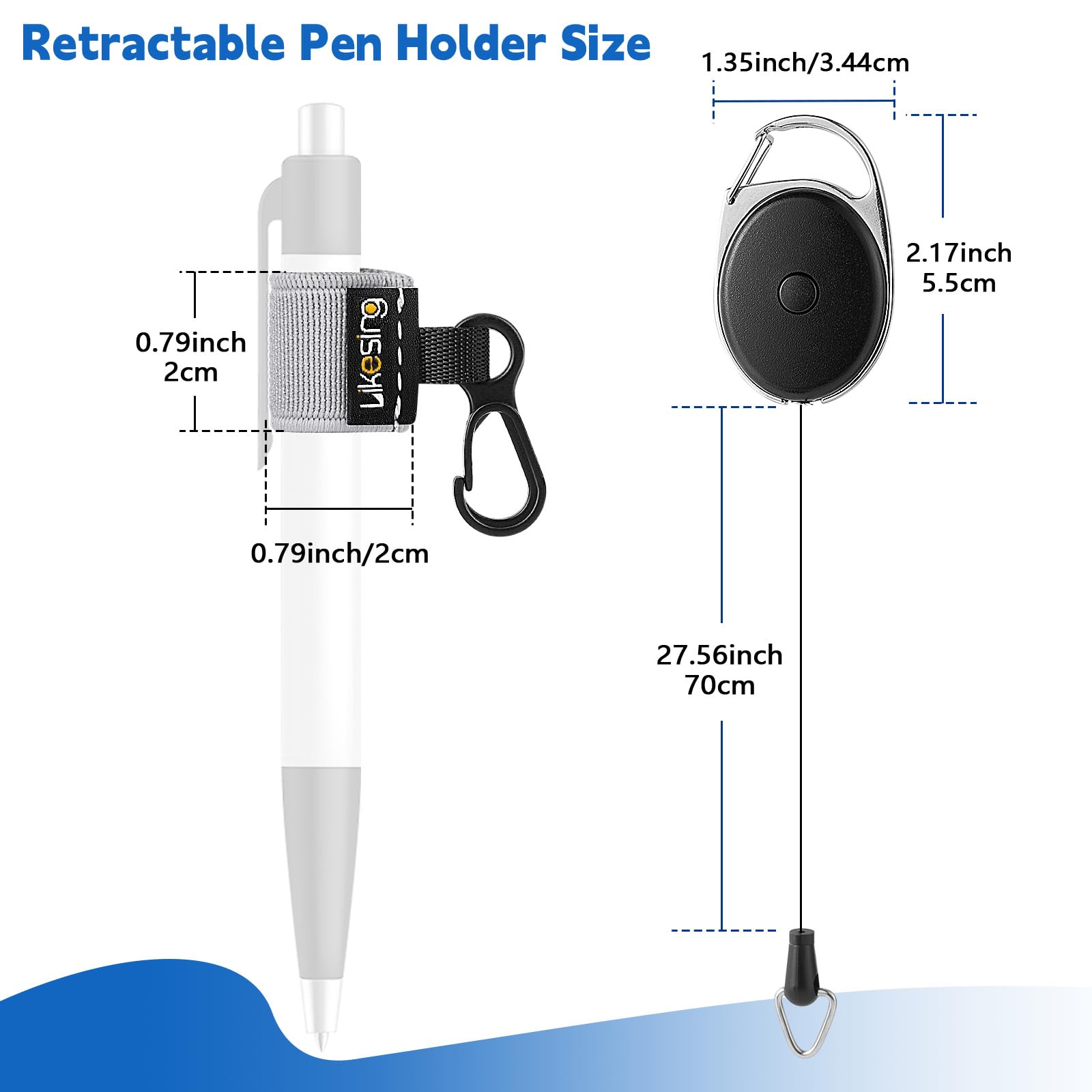 Likesing Black Retractable Pen Holder, 27.5