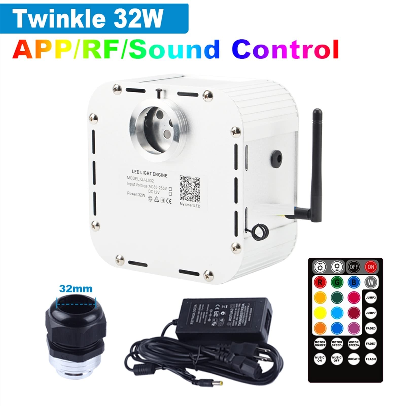 Sterowanie muzyką 32W Smart Aplikacja Kontroluj Twinkle 4 Prędkość Rgbw. Silnik światłowodowy Sufit Gwiezdny Sky PROWADZONY Światła 2019. NOWY Wysoka Wydajność