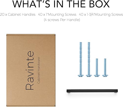 Vista 86 de Ravinte Paquete de 20 manijas cuadradas de gabinete de cocina de 18 pulgadas, color negro mate, tiradores de cajón negros, manijas de gabinete