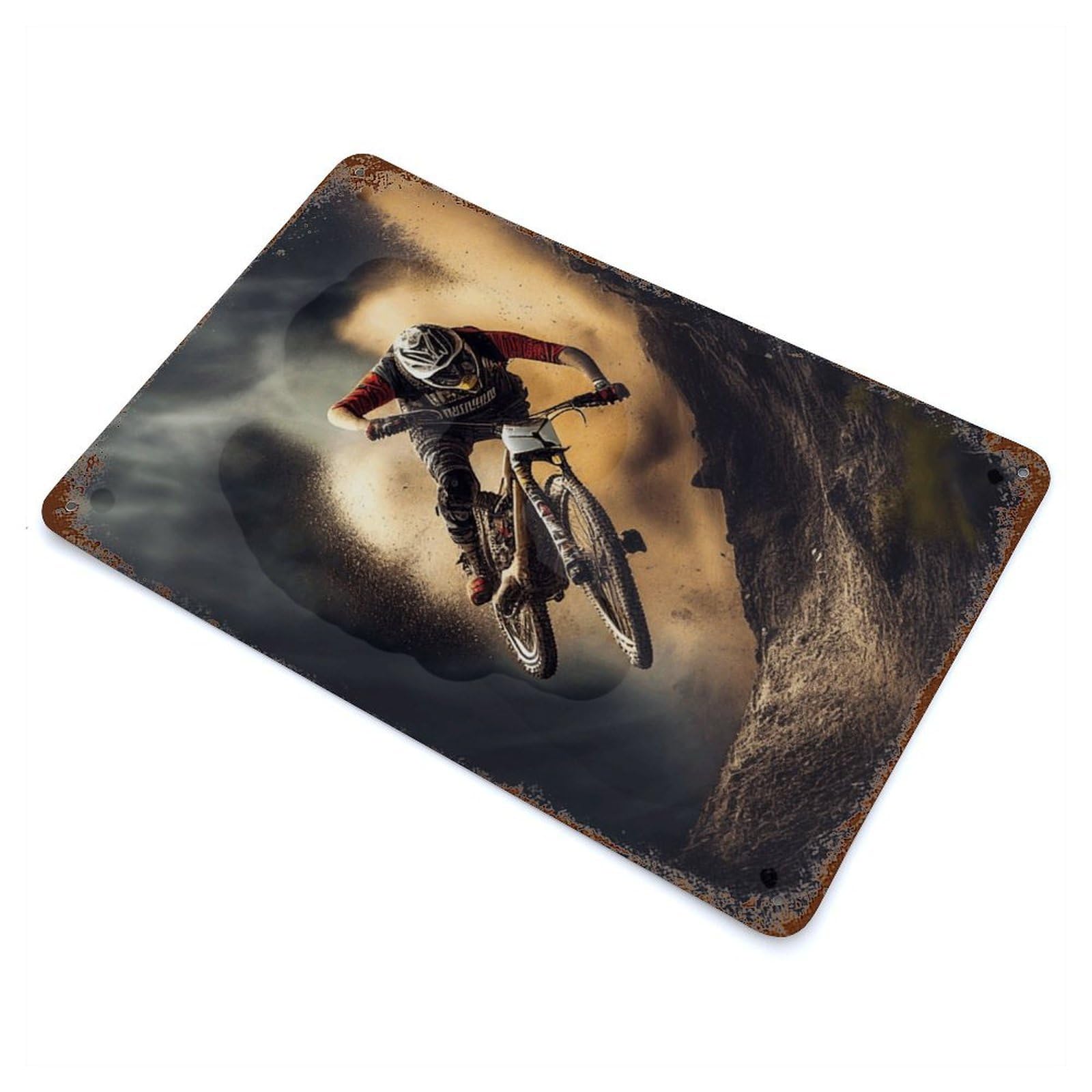 Mountainbike Downhill Vintage Rust Metal Sign 11.8"x7.9", Shabby Chic Decor for Garage, Pub Or Kitchen