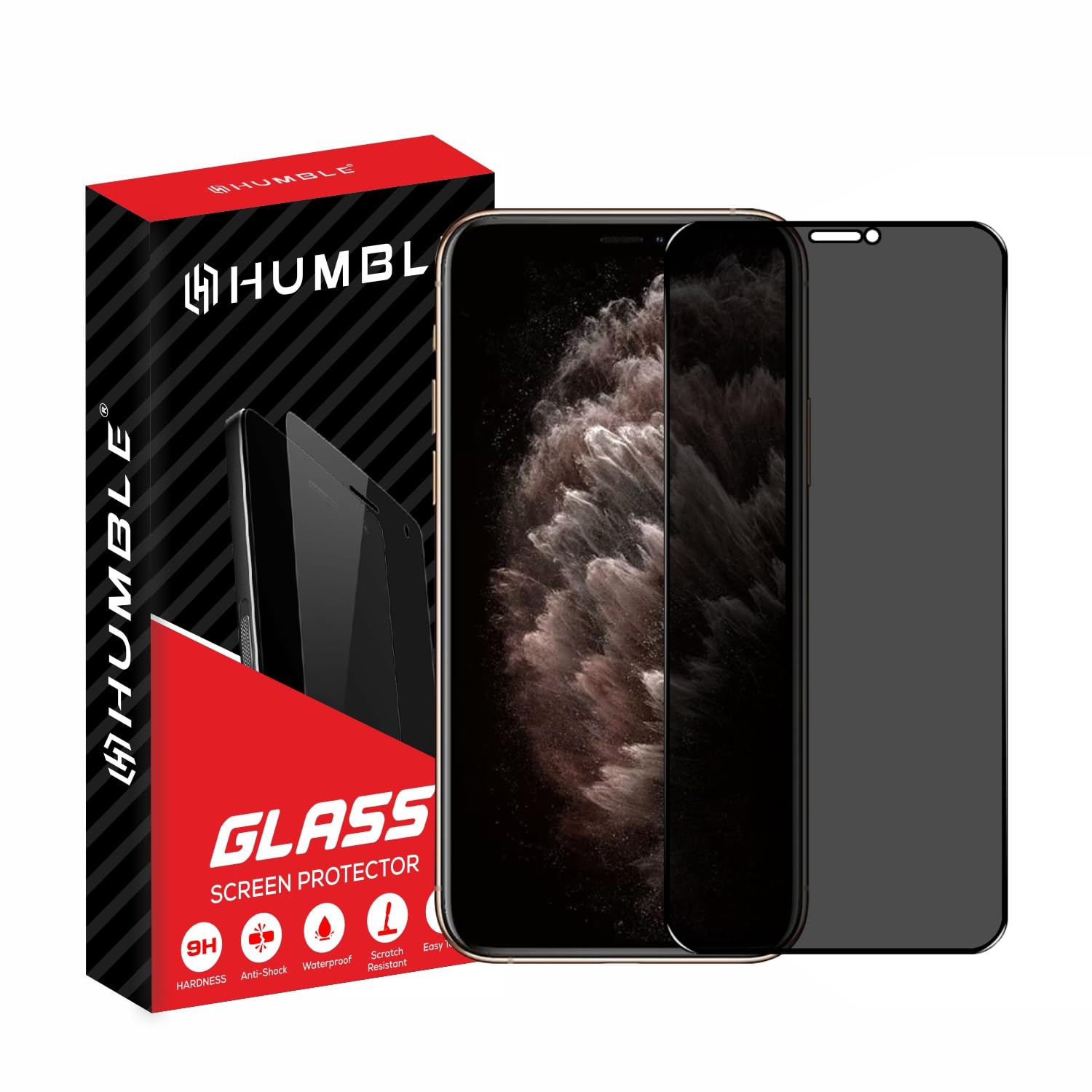 HUMBLE Edge To Edge Privacy Screen Protector Tempered Glass For Iphone XS Max and 11 Pro Max (6.5 Inches) With Easy Self Installation Kit (PT-XS Max/11 Pro Max) - Black-image-34