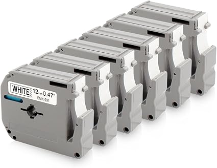 Samshion M-K231 Compatible with Brother PTouch M-231 Tape 12mm 0.47 White,  P Touch M Tape K231s MK231 M231, Black on White for Brother PTouch PT-M95  ...