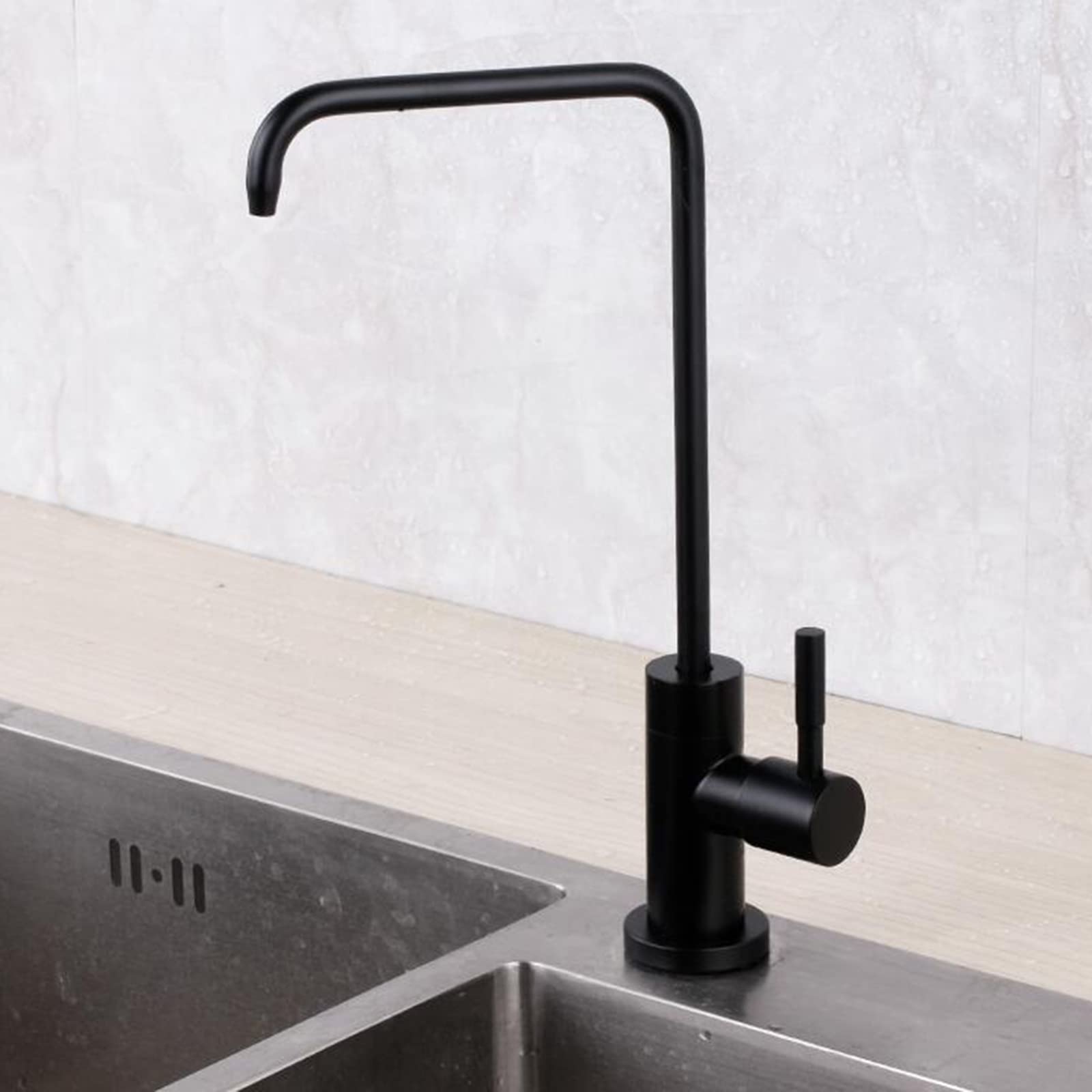 Grifo purificador de Agua Potable, Grifo Giratorio de Acero Inoxidable con un Solo Orificio, Solo refrigeración, Grifo con Filtro de Agua para Cocina, Negro
