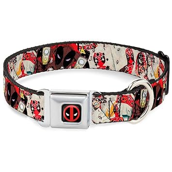 Buckle-Down Seatbelt Buckle Dog Collar - Deadpool Shooting/Targets - 1.5