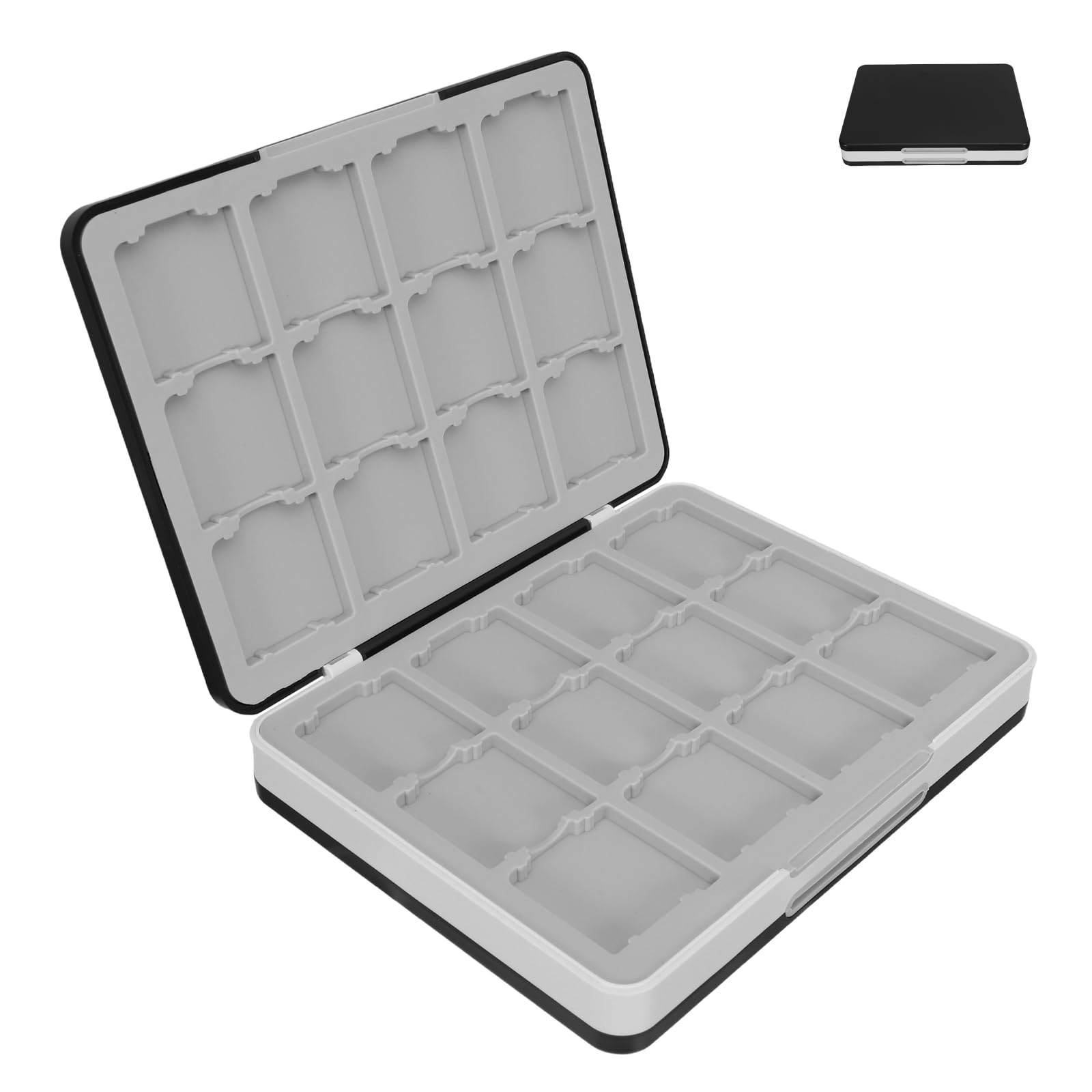 NOLITOY Custodia Rigida per Carte da Gioco 48 Slot con Chiusura Magnetica, Organizer Compatto e Portatile in Abs e Silicone per Archiviazione Sicura, per Viaggi e Compatibile con Switch