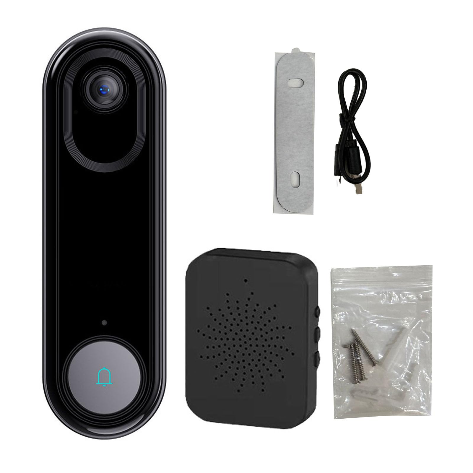 EMUKOEP Caméra de Sonnette sans Fil avec Nocturne Infrarouge HD et