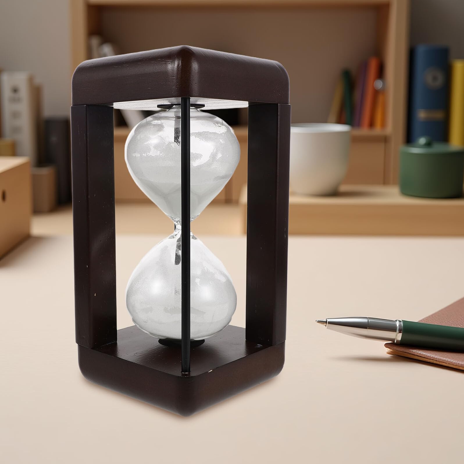 Reloj de Arena Retro de Vidrio Blanco para Cocina y Exterior