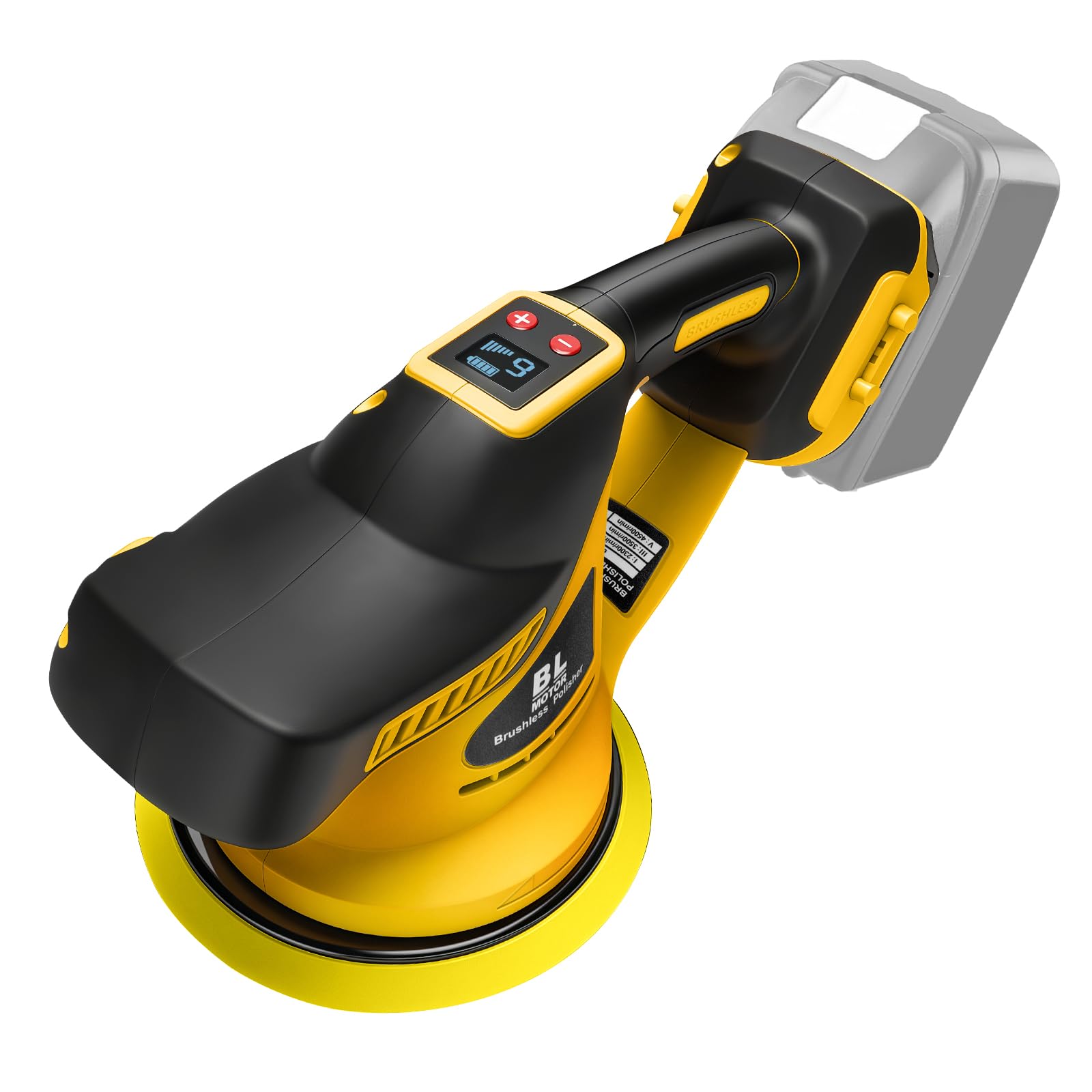 WingFly Poliermaschine für Dewalt 18V,20v Akku, 450W Auto Poliermaschine Set, 6 variable Geschwindigkeit, zum Entfernen von Farbe und Mörtel, Auto Polieren, Schleifen (ohne Akku)