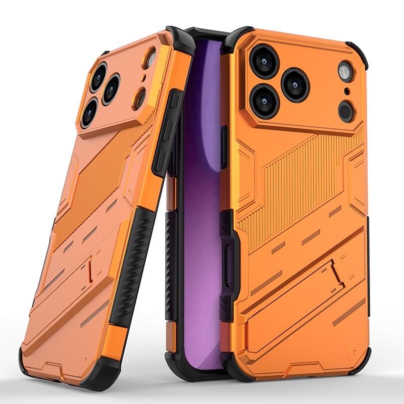 Coque iPhone 17 Pro Max orange antichoc rigide en silicone protégeant l'arrière du téléphone