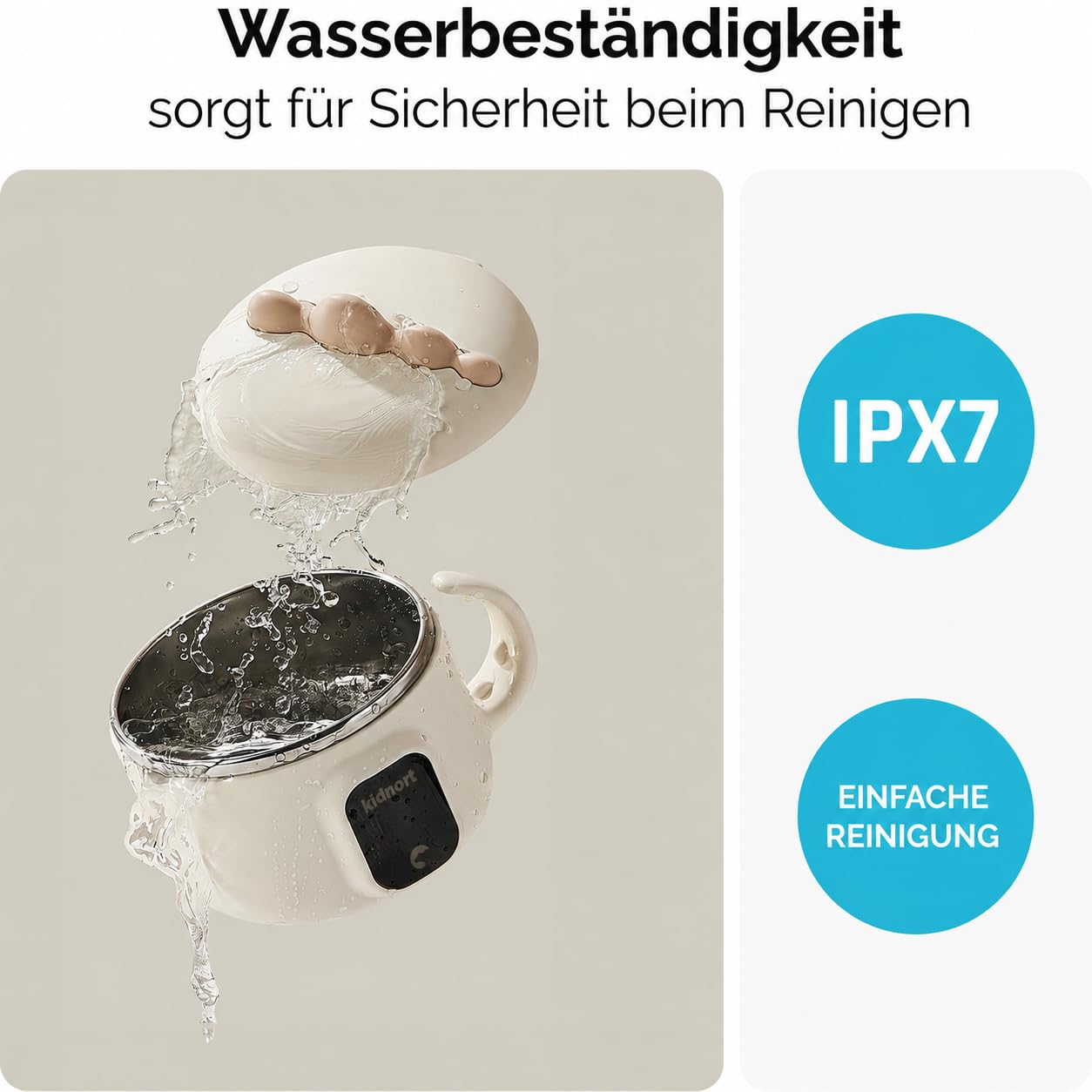 Vennlig Mobiler Babykostwärmer 400 ml mit Akku kabellos für unterwegs 40 und 45 Grad Display 4500 mAh 70 Grad Pflegeprogramm für Babybrei Mahlzeiten und Getränke Beige