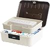 Lockable Storage Container Bin, 2.3 Gallon Capacity Medication Lock Box with Code, Integrated Combination Lock, Usable As Item Organizer Office Home Personal Item Storage(Whiite&Black)