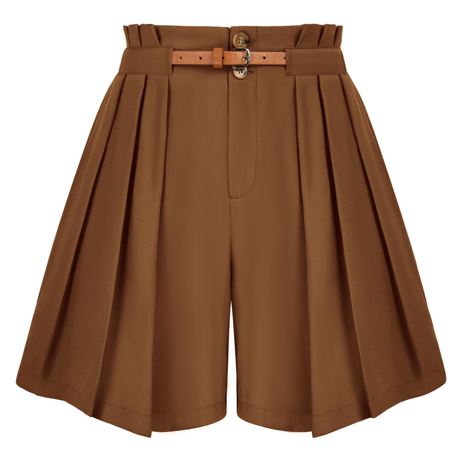 Belle Poque Women High Waisted Wide Leg Shorts Summer Beach Shorts with Pockets & Belts