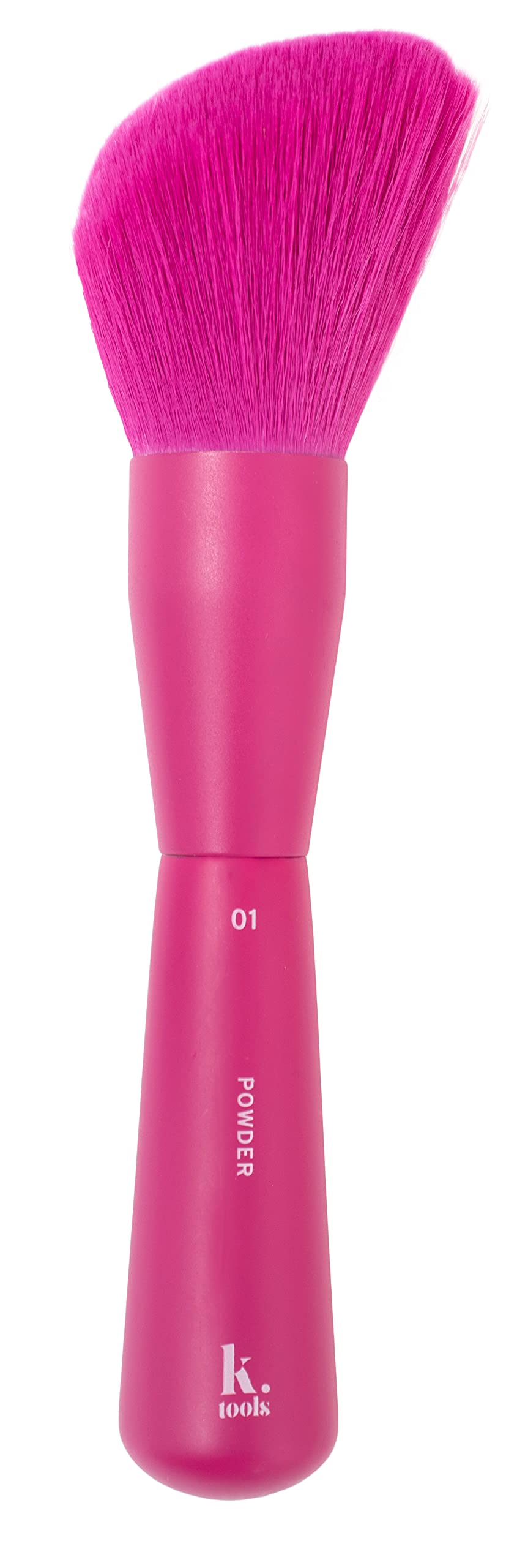 KRASH TOOLS Brocha 01 POLVOS | POWDER Brocha para Fijar y Sellar Maquillaje de Cara Cuello Escote - Polvo Traslúcido Colorete Contorno - Pincel Pelo Sintético - Tamaño Viaje - Vegano y Cruelty Free