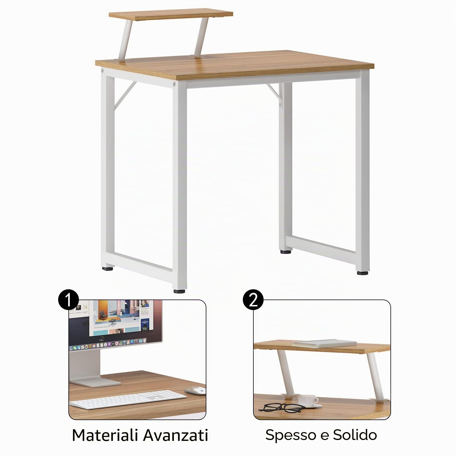 sogesfurniture Scrivania Compatta per Computer, Tavolo da Ufficio, Mobili per Ufficio, Tavolo per PC, Piccolo Tavolo da Pranzo, Tavolo da Lavoro, Scrivania per Ufficio per PC e Laptop, in Legno e