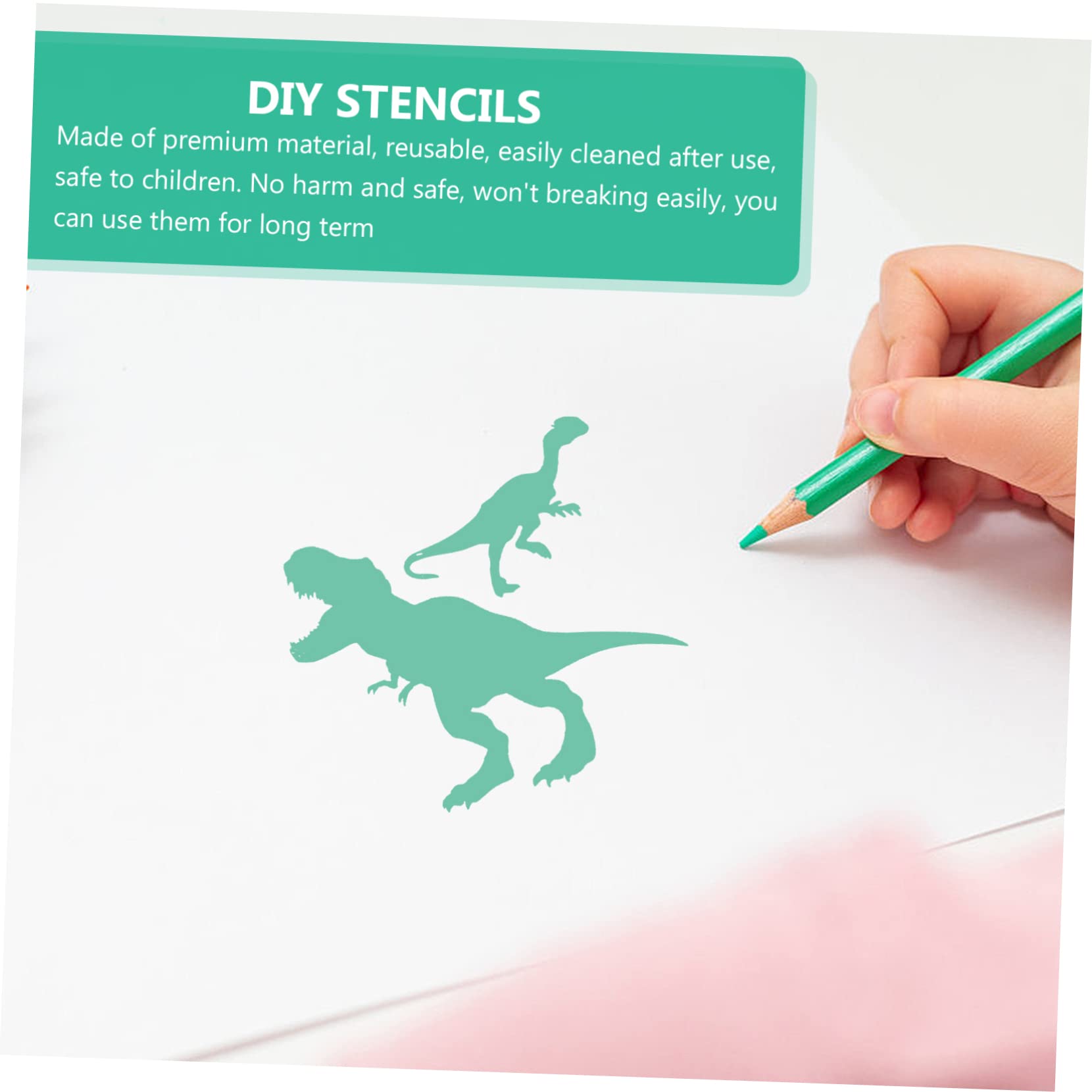 SEWOART Plantillas de Plástico de Dibujo 10 de Dinosaurios Reutilizables de Color Claro Fáciles de Limpiar y Creativas para Pintura Artística DIY Aerosol para Niños y Adultos
