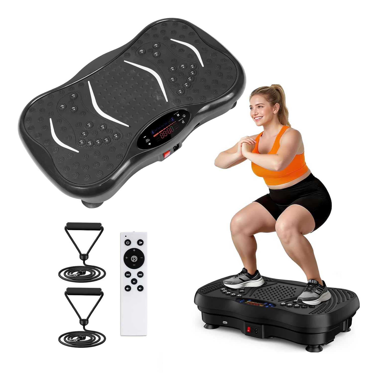 Vibration Plate Massager, Home & Gym Workout Machine for Muscle Toning, Calorie Burn, Massaging, Weight Loss Comes with Exercise Band