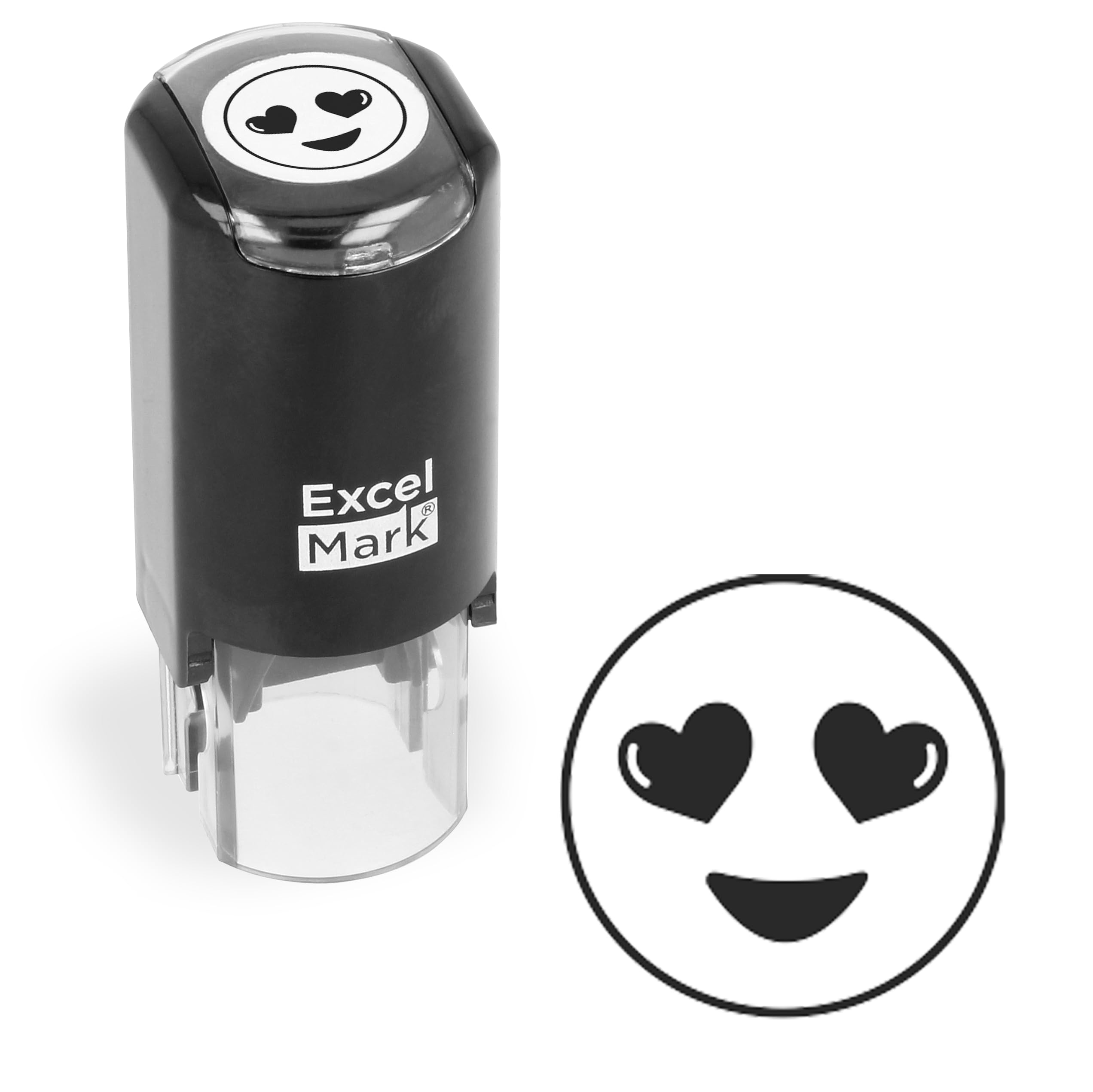 ExcelMark Round Teacher Emoji Stamp - Smiling Heart Eyes