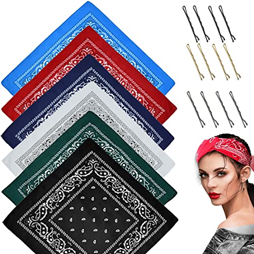 Bandana Pañuelos Pelo Bandanas Hombre Pañuelo Unisex Pirata Juego De 6 Piezas Libremente Ajustable Motero Pañuelo Cuello Cintas Para La Accesorios Chica Mujer Cover