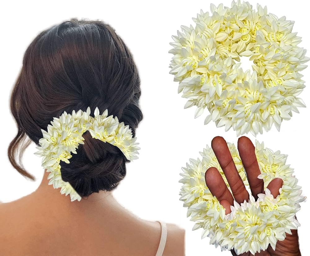 Amazon.com : AnNafi® Mogra White Gajra For Indian Bridal  display picture 2