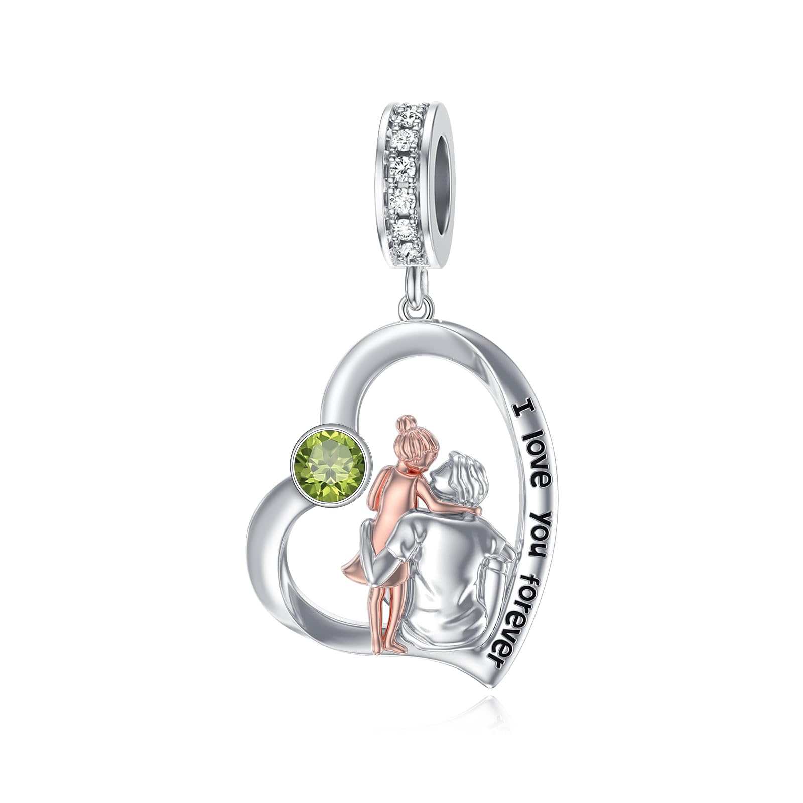 PROESS Father Mother Daughter Charm fit Charms Bracelet Sterling Silver Charms for Bracelets Birthday Valentines Day Gifts for Daughter Mother Lover