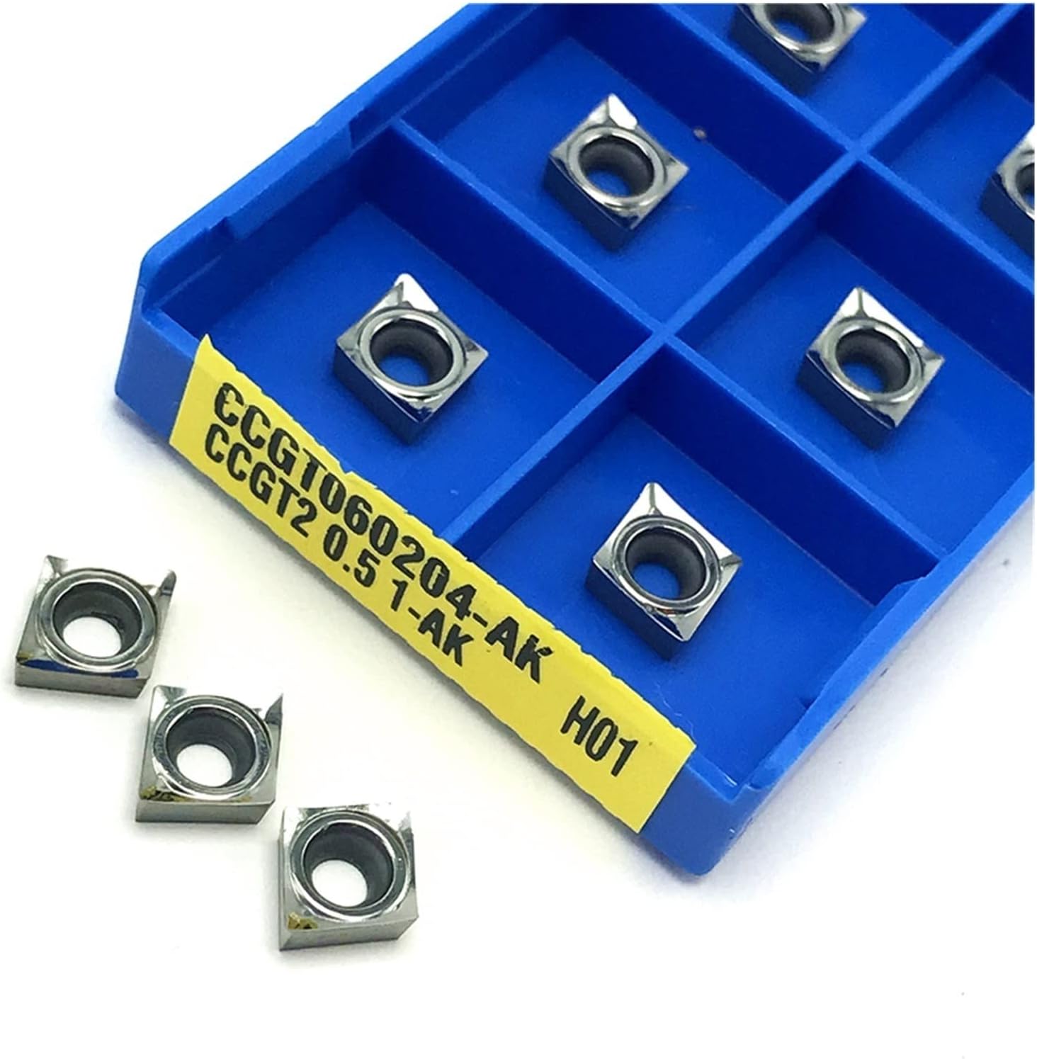 Aluminum Insert Turning Tool, Cutting Tool CNC Carbide Wood Turning Tool Internal Turning Insert (Angle : CCGT060204 AK H01)