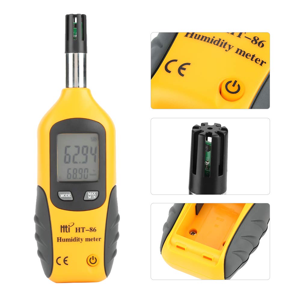 HT-86 Psychromètre Numérique Compteur d'Humidité et de Température Numérique Hygromètre de Contrôle d'Humidité de la Jauge/Thermomètre à Point de Rosée avec Double Affichage