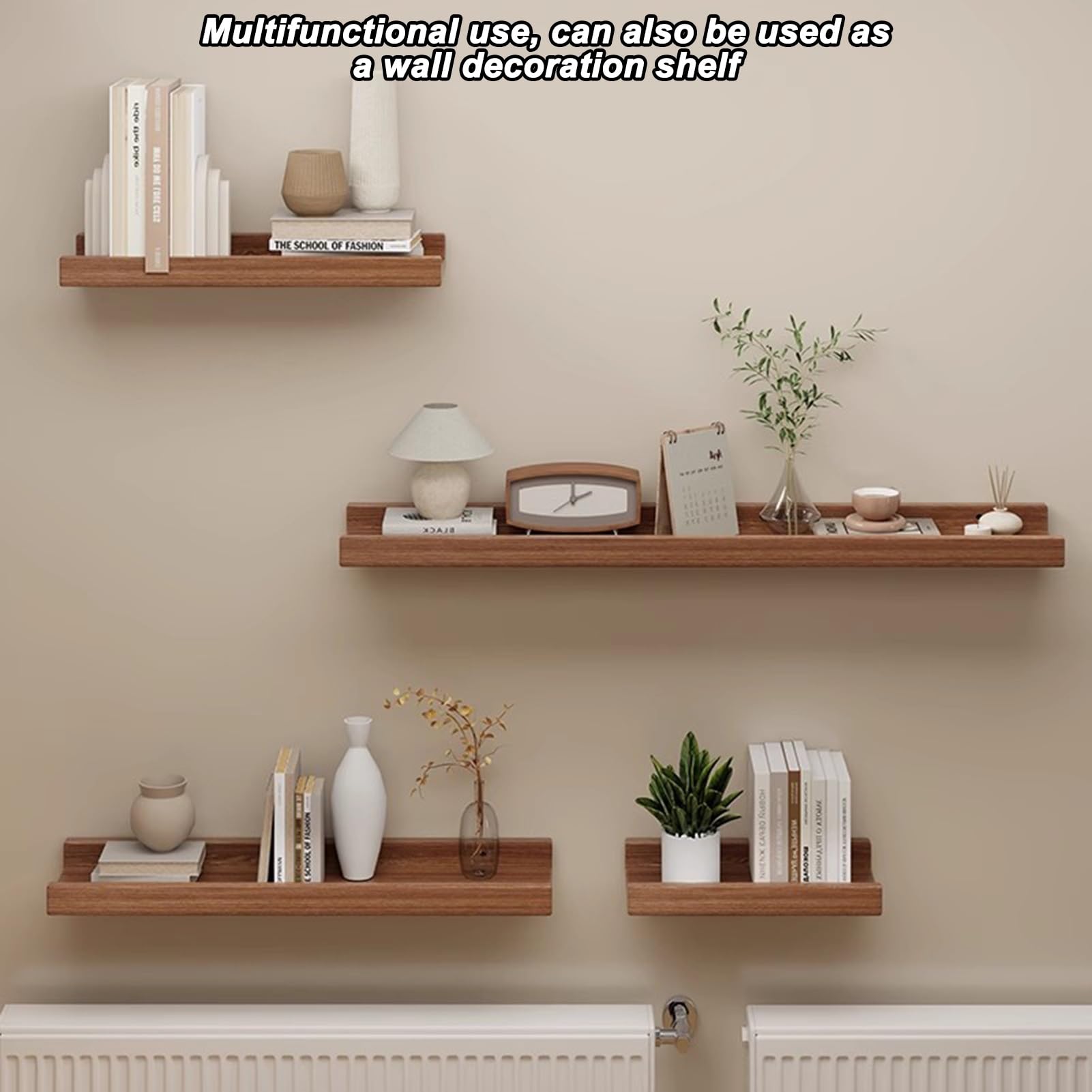 Estante Decorativo de Almacenamiento para Radiador, Balda Radiador Flotantes Pared de Madera, Cubierta Cubre-Radiadores Modernos 30-120 cm Ancho Capacidad de Carga de 30 kg(Blanco,90x12cm/35x4.7in)