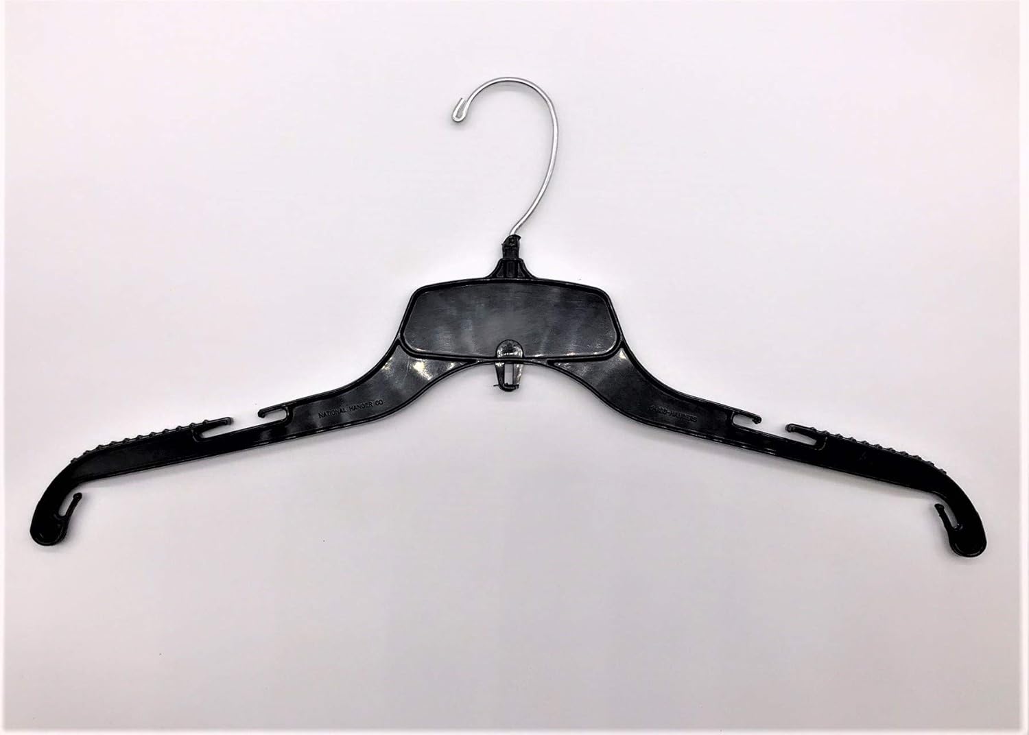 NAHANCO 17” Heavy Weight, Plastic Shirt/Dress Hangers, Black with Chrome Hook (Pack of 100), Made in USA