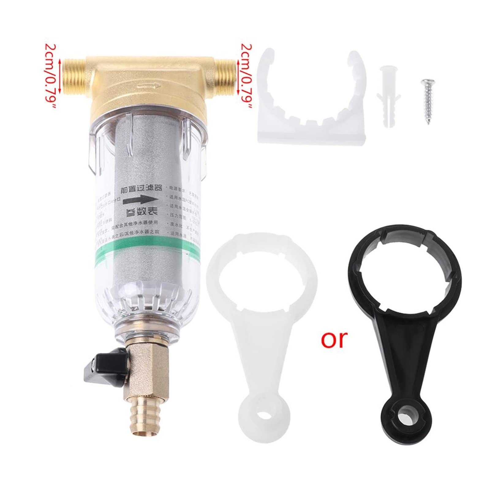 Le filtre à eau d'acier inoxydable de préfiltre partie le robinet cuivre maille d'épurateur 4 points Matériaux sûrs
