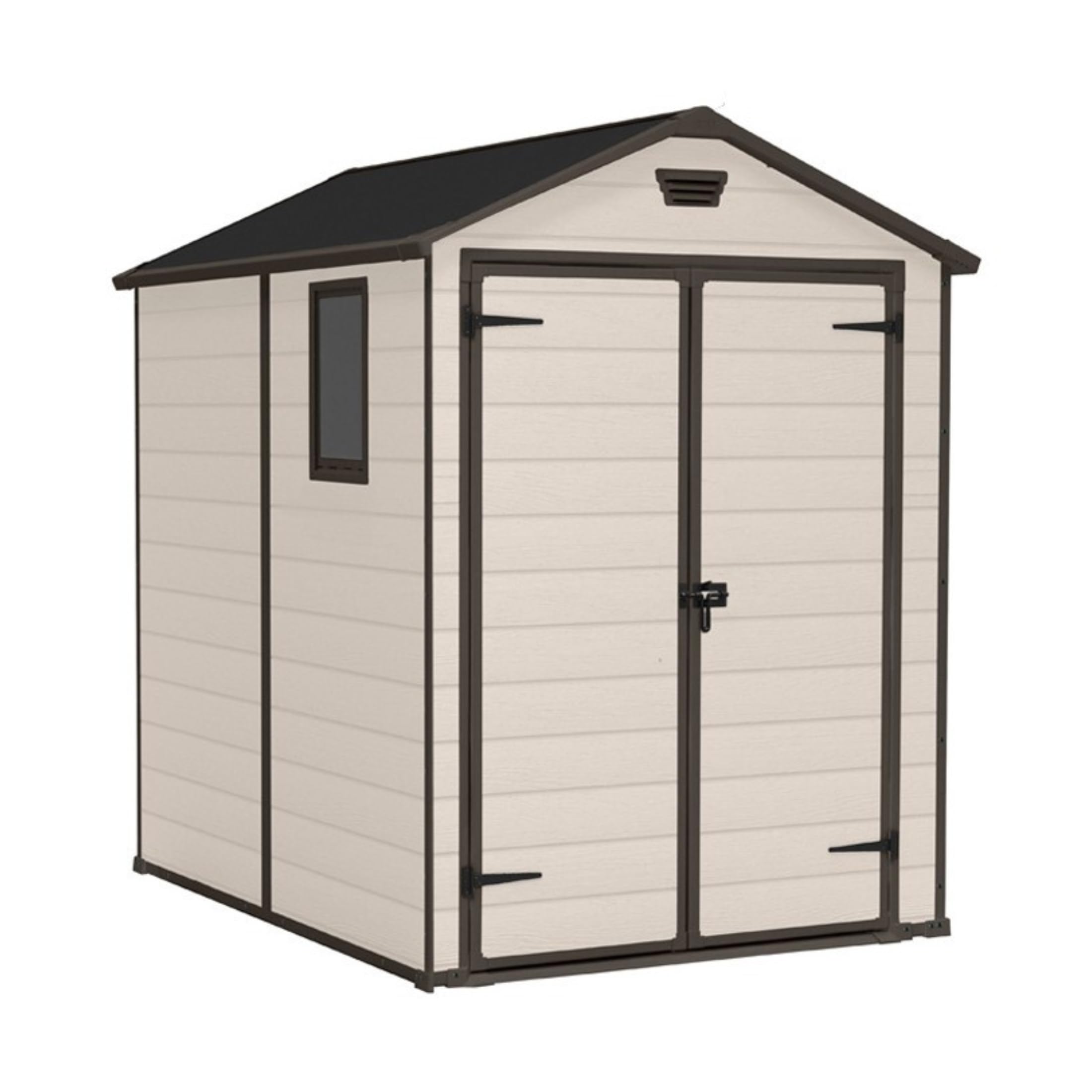 Mondo Viro Casetta in resina da giardino "NatureGlow" effetto legno beige (Grande - cm 186x237 227h)