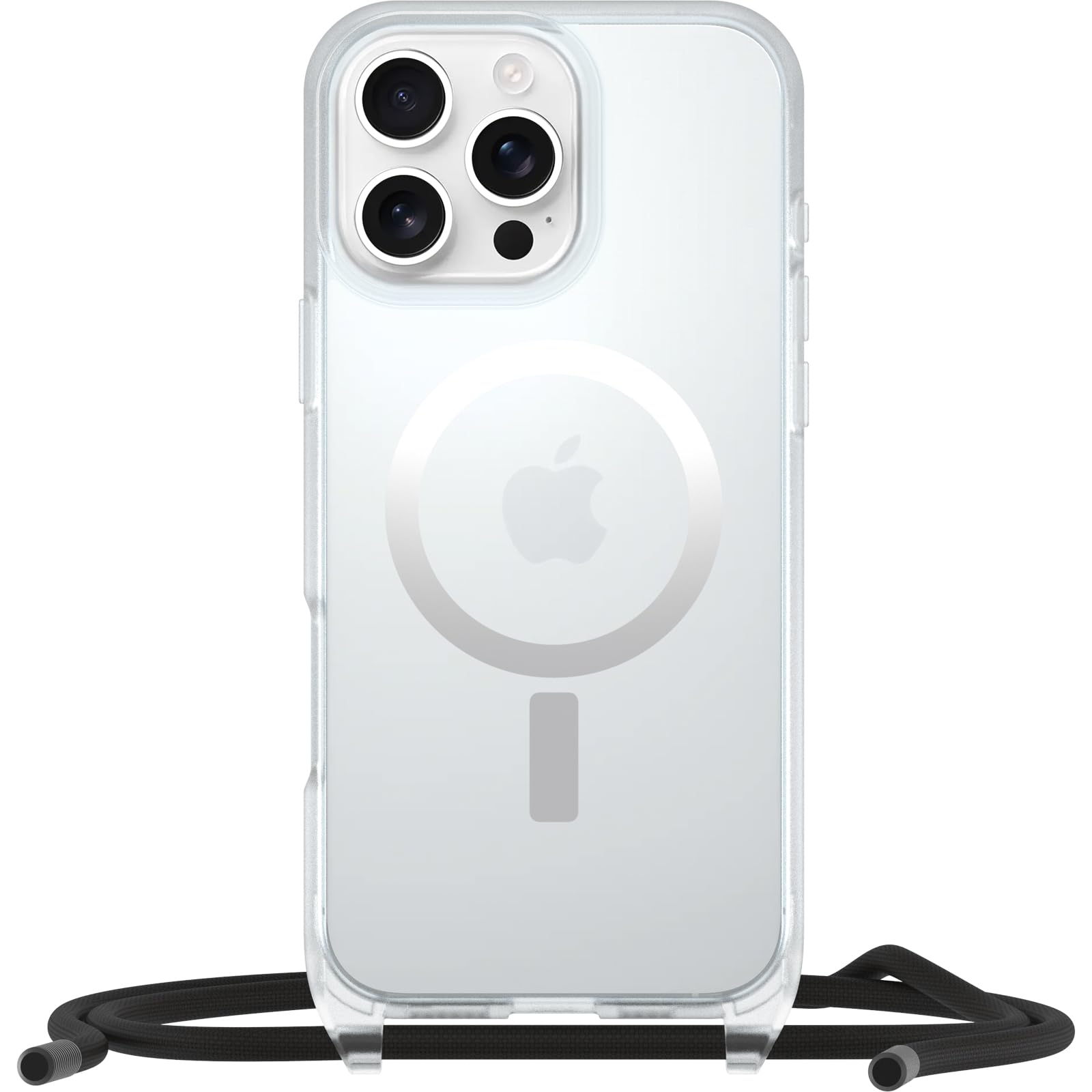 OtterBox Cover React Series Necklace MagSafe per iPhone 16 Pro Max, resistente con cordino a collana, adattabile e intercambiabile, testata a norme MIL STD 810G, Trasparente, Senza Retail Package
