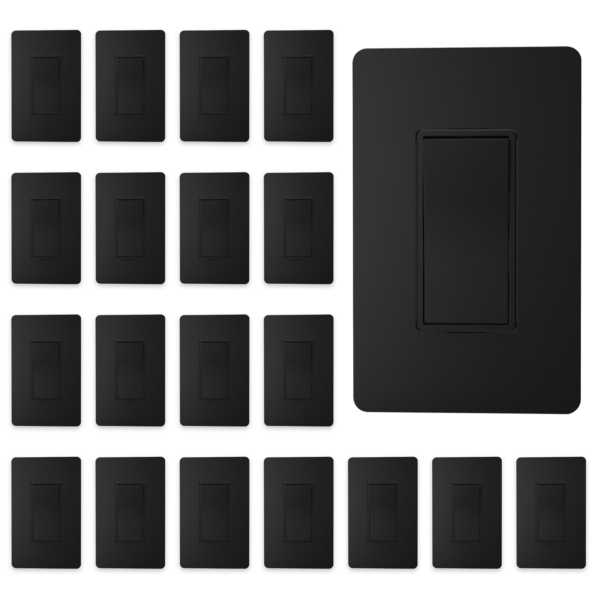 ThunderWay Matte Black Single Pole Decorator Light Switch with Screwless Wall Plate 15 A 120277 V ONOff Rocker Paddle Interrupter Self-Grounding Residential GradeUL Listed 20 Pack product thumbnail 3